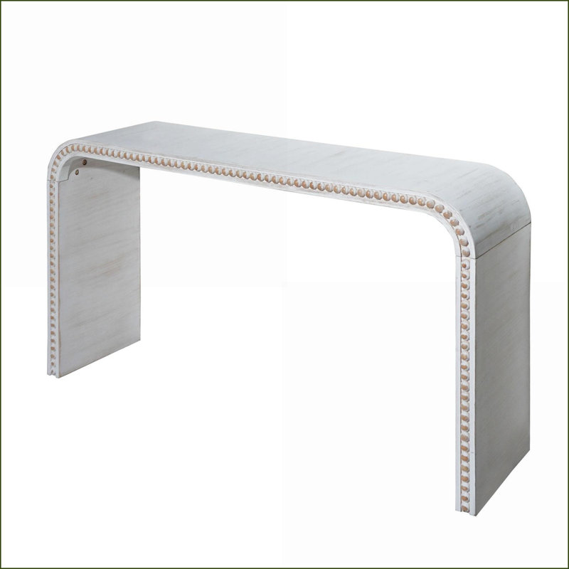 Table basse courbée délavée blanche délavée - Bois manufacturé peu encombrant pour le salon du vestibule, Bois blanc