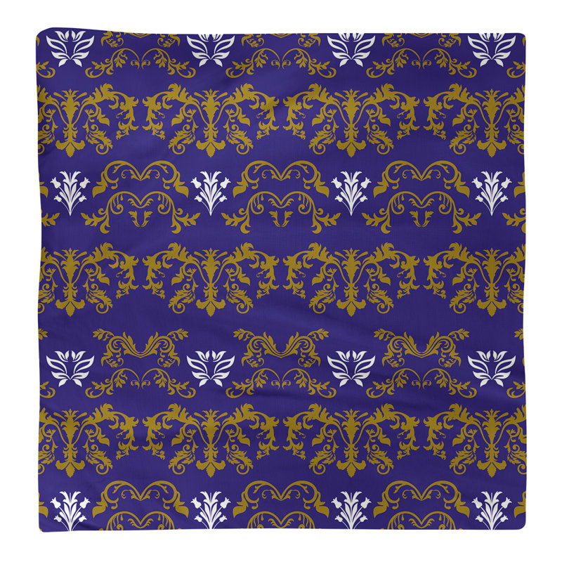 Damask Square Napkin, Metallic Gold/Purple/White, Polyester, 22" W x 22" L