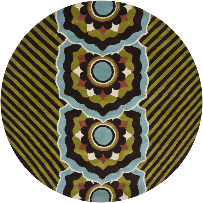 Wool Floral Indoor Rug, Round 7'9"