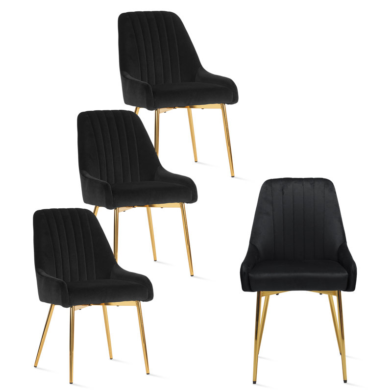 Chaise de salle à manger Maulsby, Noir, noir, noir, noir, 4