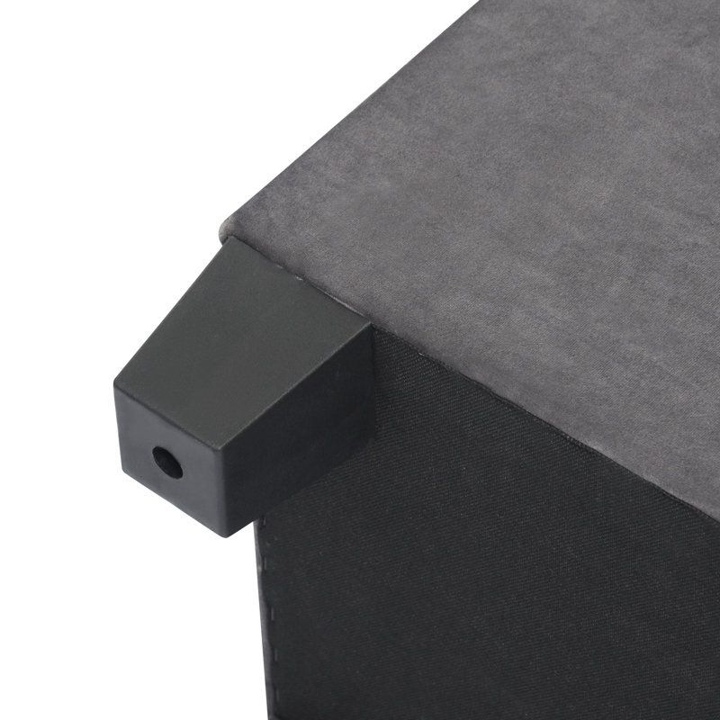 Repose-pieds en lin avec rangement, banc repose-pieds rectangulaire, beige, Velours gris