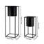 Set of 2 Metal Plant Pots with Stands 70cm & 45cm Tall Indoor Floor Planters-1707831218