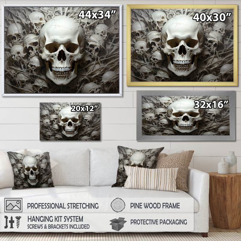 «Skeletal Elegance II», reproduction sur toile, Cadre doré simple, H 12 po x l 20 po x P 1 po
