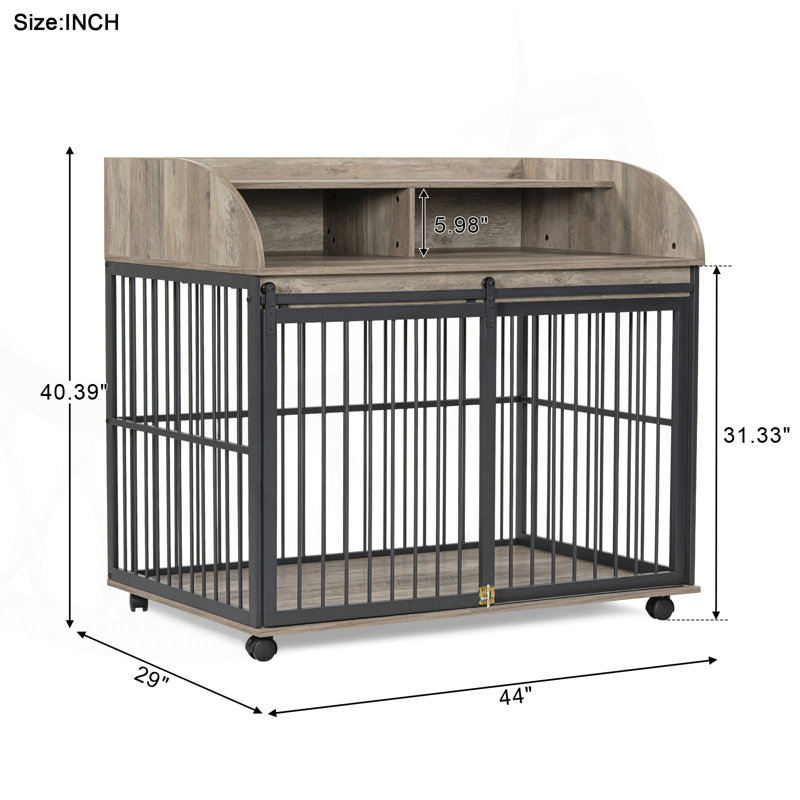 Versatile Heavy Duty Dog Crate with Lockable Wheels and Double Layer Storage