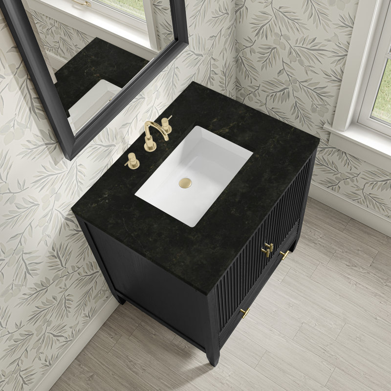Myrrin 30" W Single Vanity, Carbon Oak, Phantome Eclos, 8" Widespread