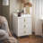 Bedside Table with 3 Drawers Sofa Table, Narrow Nightstand with Metal Legs, White