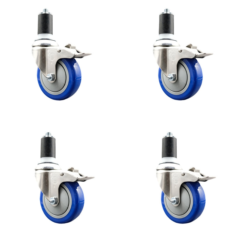 Jeu de roulettes extensibles en poly, H 4 po x l 4 po, Bleu
