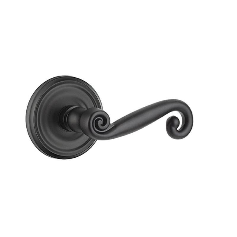 Scroll Passage (Hall & Closet) Door Lever with Round Rosette, Oil Rubbed Bronze, Right