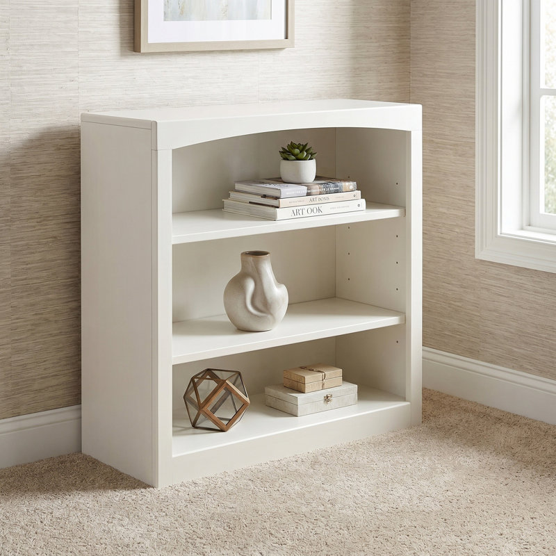 Ossy Solid Wood Classic Bookcase, (3 Shelves) 30"H x 30"W x 12"D, Linen White