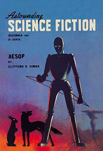 Étonnante science-fiction, december 1947-impression publicitaire, H 30 po x l 20 po x P 1,5 po
