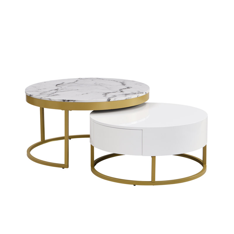 Nahom Nesting Coffee Table, Dark White