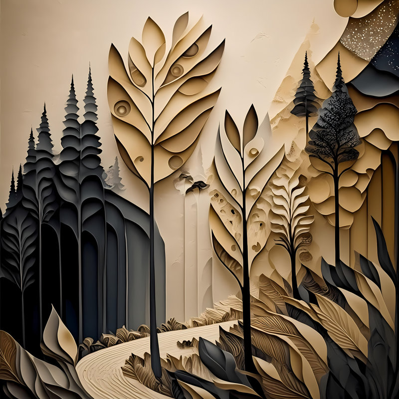Illusion de forêt, H 24 po x l 24 po