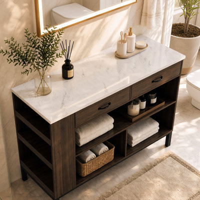 Bathroom Cabinet With 2 Drawers And 6 Shelves
