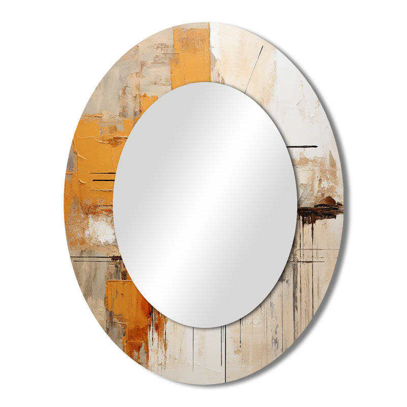 Orange Impressions II - miroir mural ovale jaune, 43 po x 33 po
