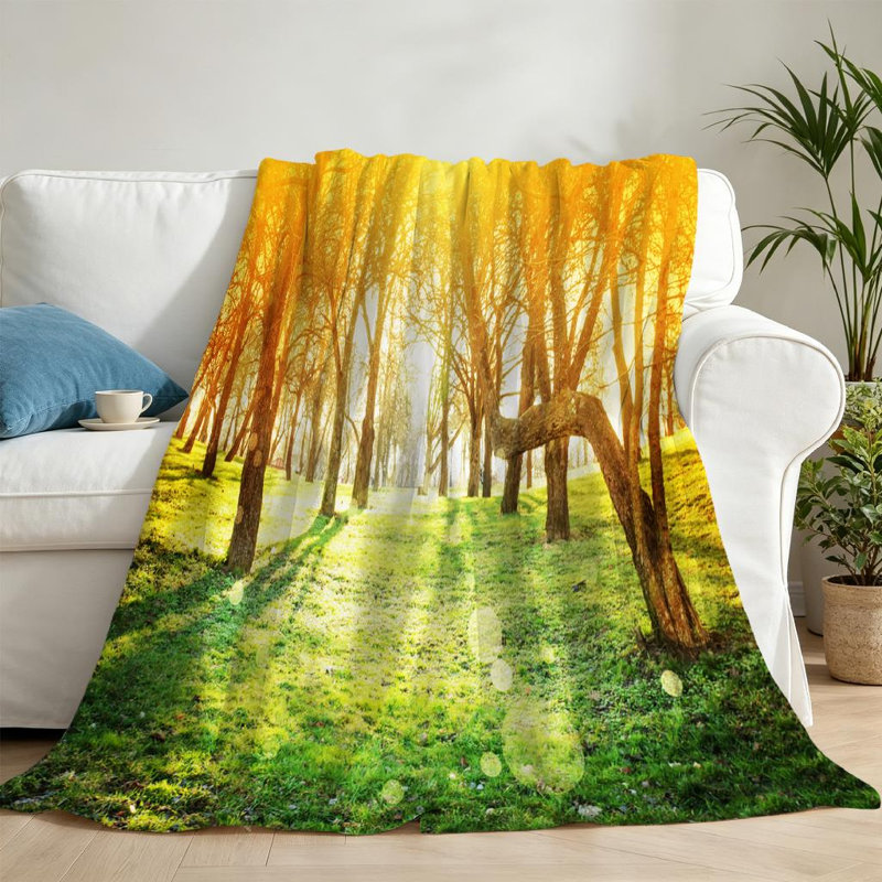 Jeté en flanelle verte molletonnée ultra douce, imprimé simple face printanier, Throw 50" x 60"