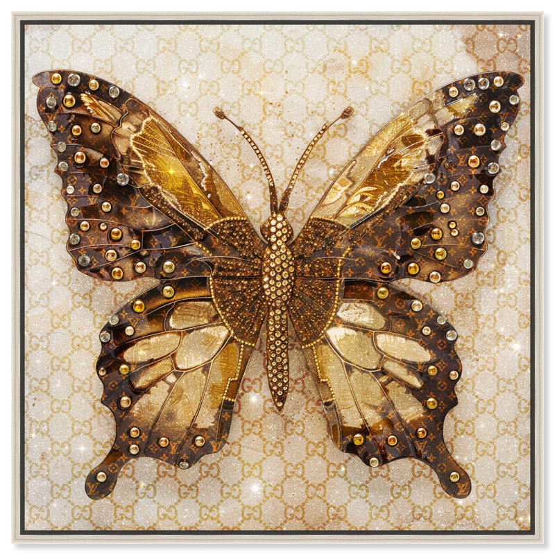 «Glittering Elegant Butterfly» par Art Remedy, H 13 po x l 13 po, Noir, Cadre flottant