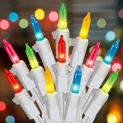 Multicolore, ensemble de 2 guirlandes lumineuses de Noël, branchez les lumières de Noël, 13 pi, mini fil incandescent pastel blanc pour l'intérieur, l'extérieur, la cour, la fête, le jardin, la chambre à coucher, l'arbre, multicolore