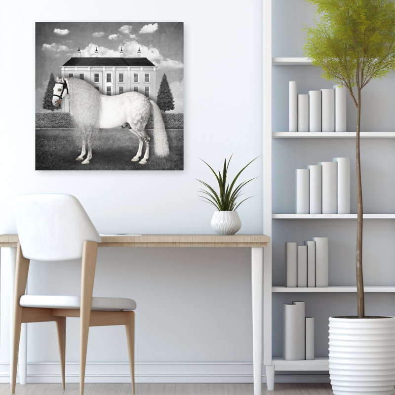 Art mural surréel, cheval surréel blanc