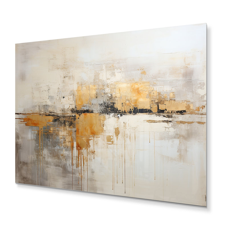 Minimalisme beige horizon - formes abstraites, impressions murales en métal, H 12 po x l 20 po x P 1 po