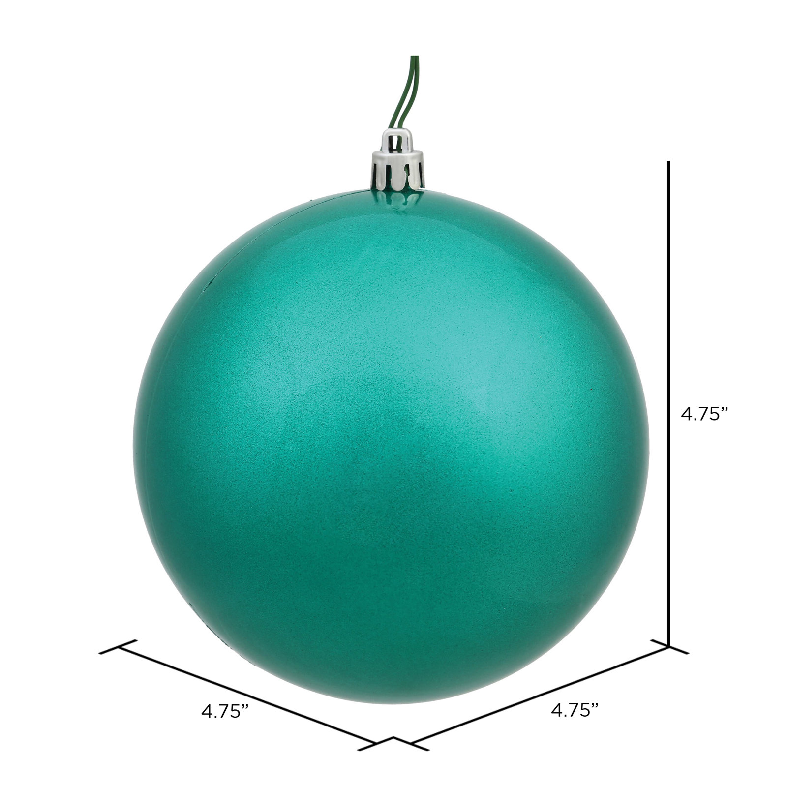 Christmas Ball Ornament, 4.75" H x 4.75" W x 4.75" D, Glitter Teal