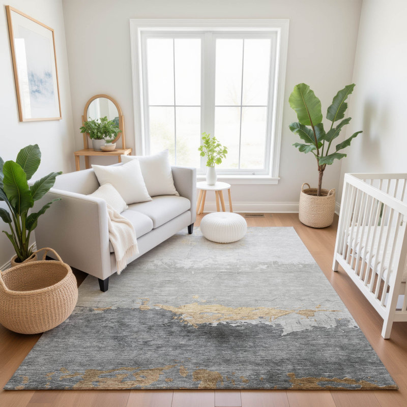 Premium Machine Washable Fairwood AMF1885 Modern Rug, Rectangle 3' x 5'