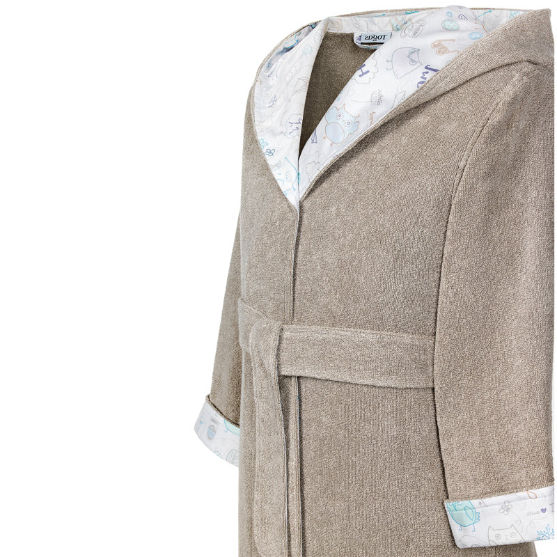 Peignoir à chevilles 100% coton avec capuche pour enfants Rerry, Très grand, Vert