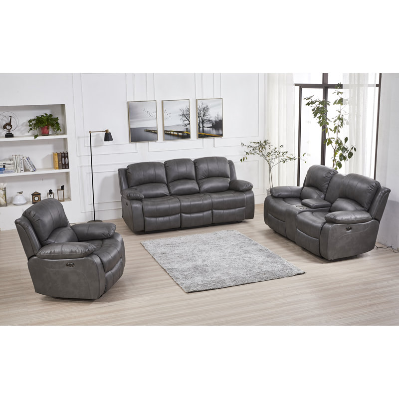 Ensemble de salon inclinable 3 pièces Palfrey, Gris