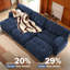 Canapé modulaire avec repose-pieds modulaire en forme de L 3 places, canapé en chenille confortable bleu-886597338