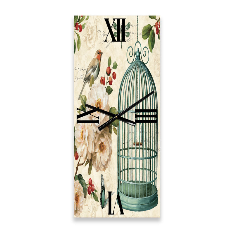 Horloge murale traditionnelle Blue Bird Birdcage et Apple Blossoms II, Petit