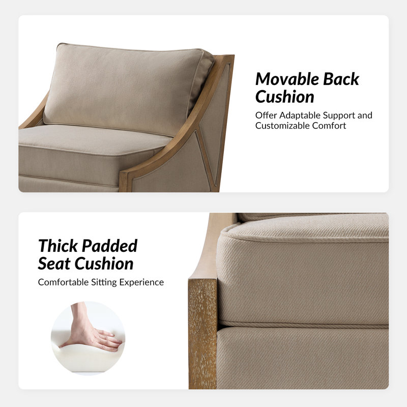 Roeline Farmhouse Oversized Wood Accent Chair