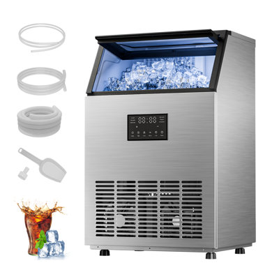 IUDommy 120 LBS/Day Freestanding & Built-In Ice Maker, 18.9" Stainless Steel Ice Maker with Self-Cleaning & Dual Water Inlet for Home Kitchen Bar