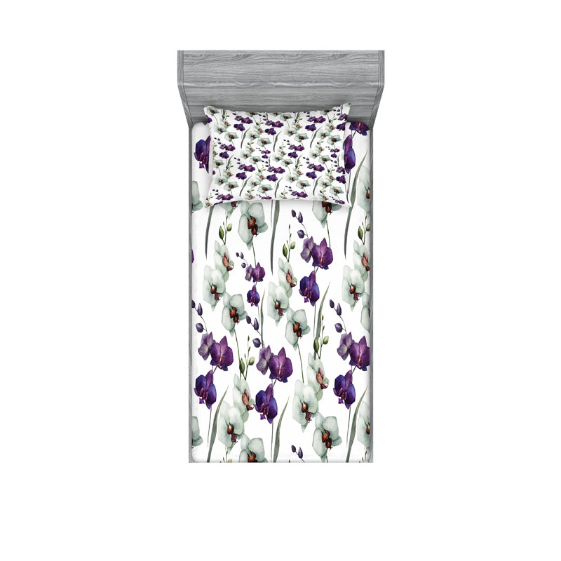 Drap-housse et coussin décoratif Ambesonne, Ensemble de draps pour lit simple + 3 pièces supp