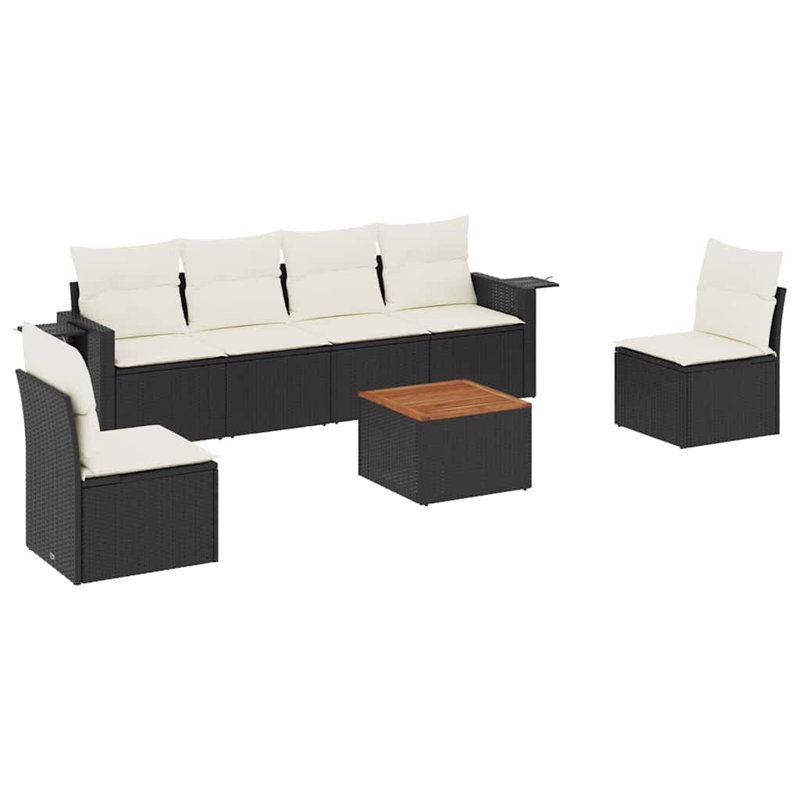Ensemble de canapé de jardin Vidaxl noir, blanc crème