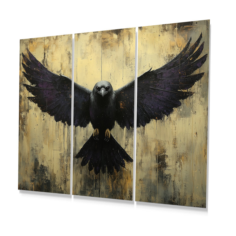 Ensemble de salon Black Native Ravens Wings - Native American Art Totem, H 28 po x l 36 po x P 1 po, Métal métal
