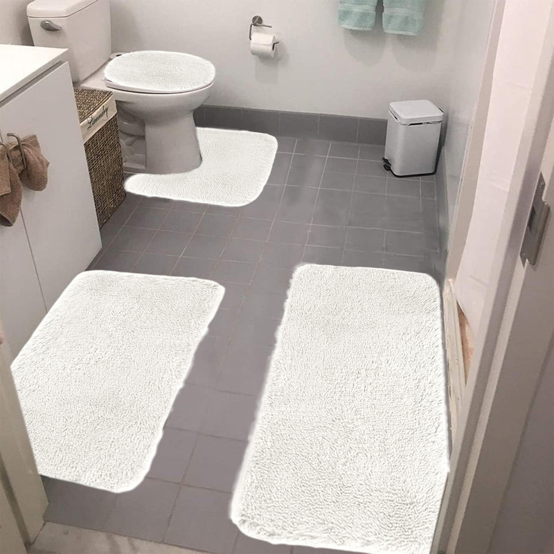 Ensemble de tapis de salle de bain 4 pièces, Blanc