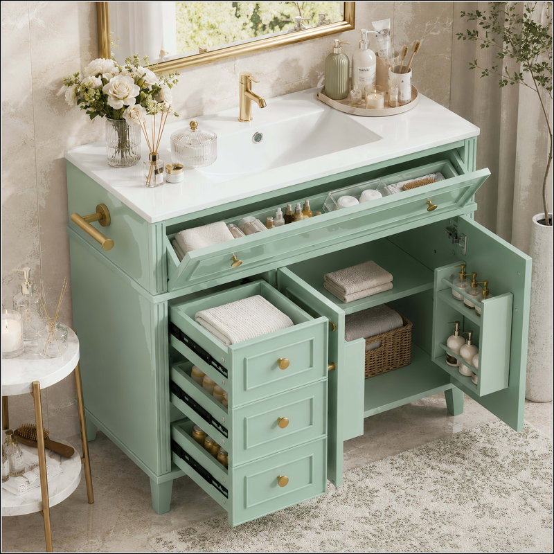 Meuble-lavabo 36 po avec rangement inclinable, Sage Green