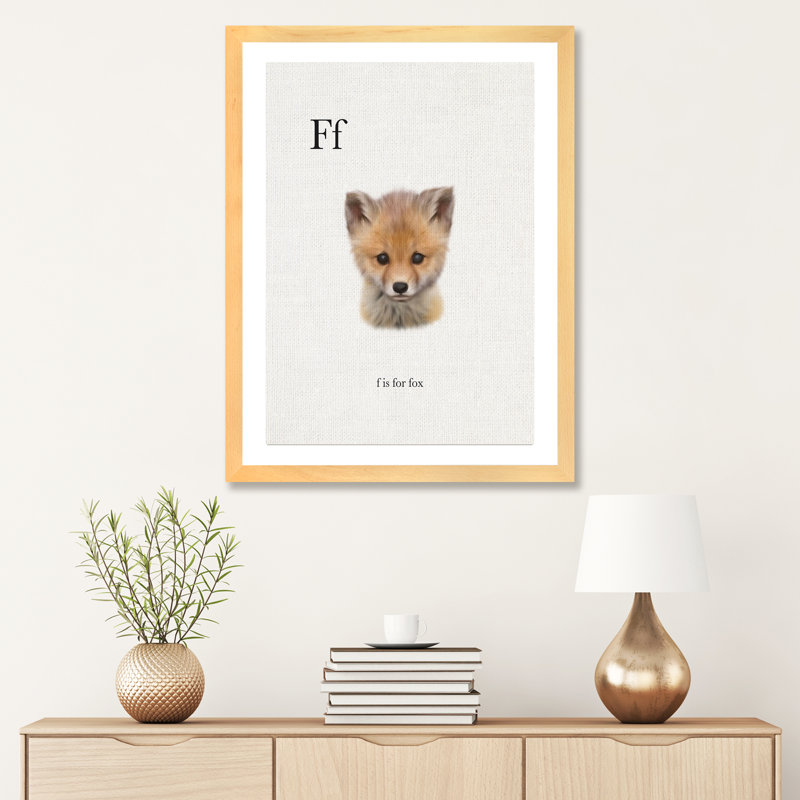 Décoration murale pour enfants F Is for Fox, H 24 po x l 16 po x P 1 po, Papier encadré naturel