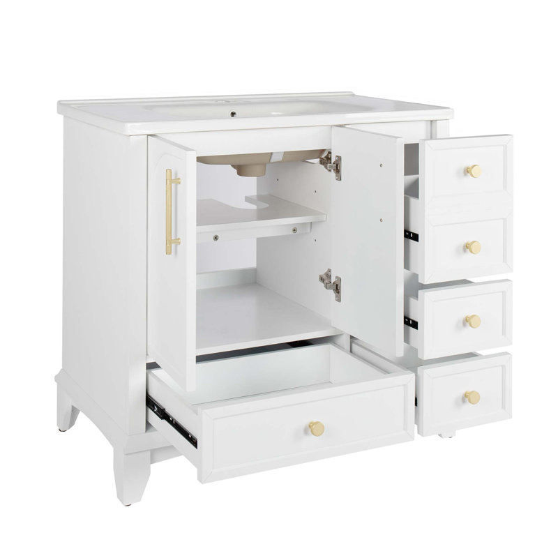 Ensemble de meuble-lavabo moderne avec rangement spacieux et conception intégrée, Blanc
