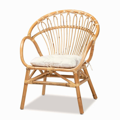Chaise de salle à manger en bois tissé de rotin avec coussin de siège rembourré Cuisine et salle à manger