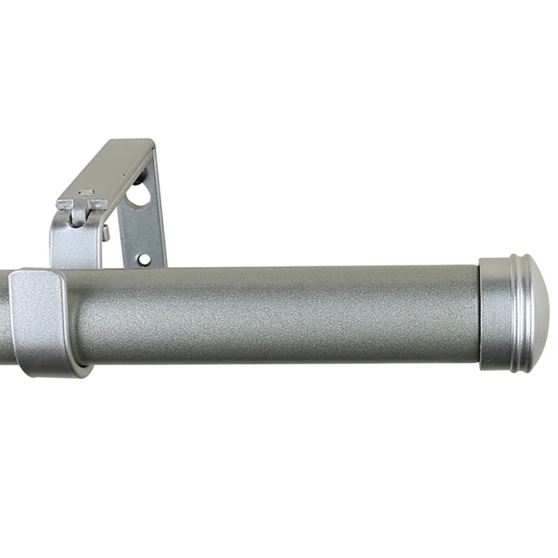 Caty Adjustable Single Curtain Rod, Pewter, 84" - 120"