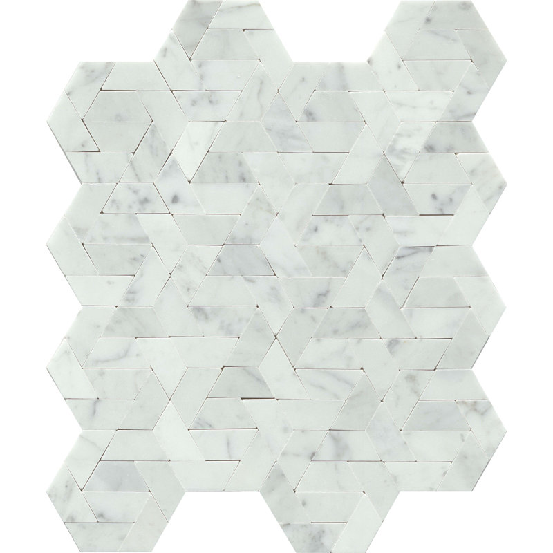 Bizou™ 9 x 13 in. Marble Decorative Accent Tile, White/White