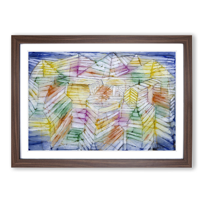 Mountain Construction by Paul Klee - Picture Frame Painting, Walnut Framed, 36cm H x 48cm W x 2cm D
