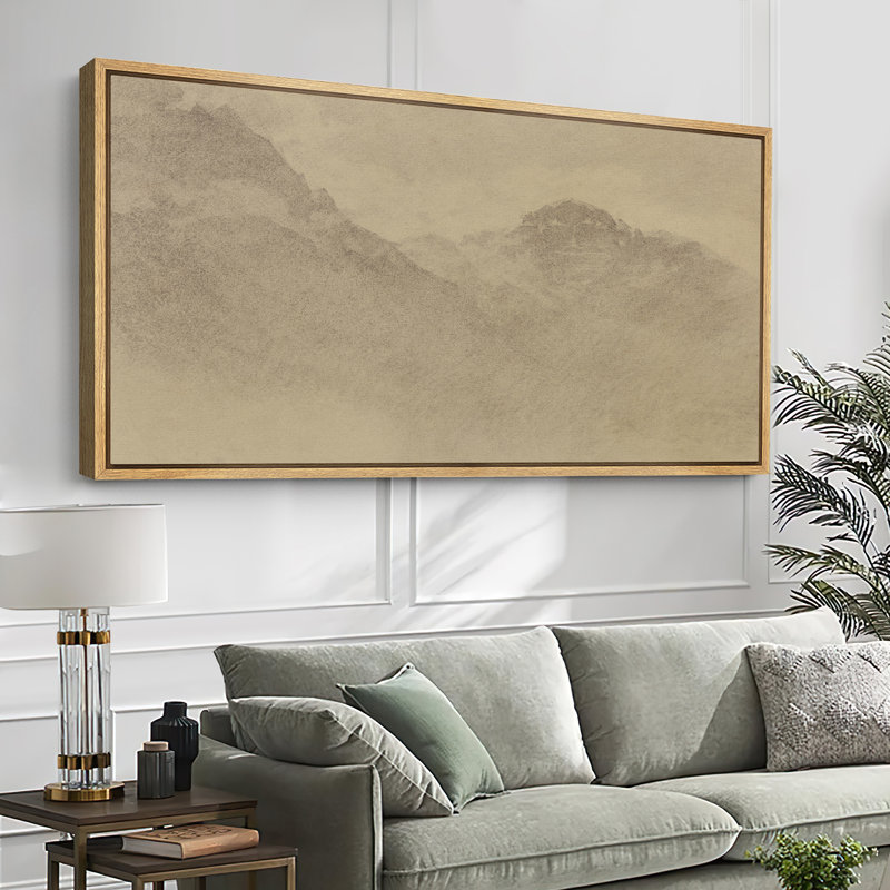 «Mono Misty Mountains», impression sur toile encadrée - décor de paysage subtil, Naturel, H 30 po x l 60 po