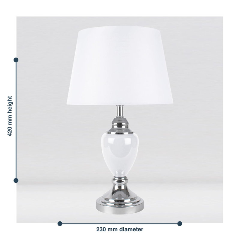 Sandin Metal Table Lamp, Polished Chrome/White, White