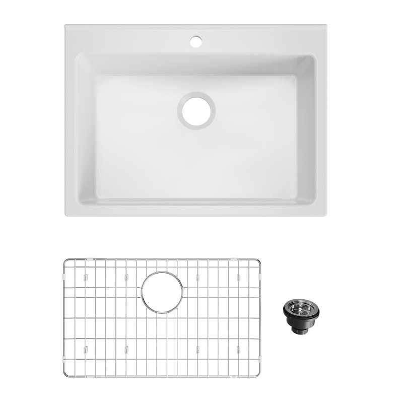 Évier de cuisine à tablier frontal en céramique argile réfractaire blanche de 30 po Farmhouse Sink