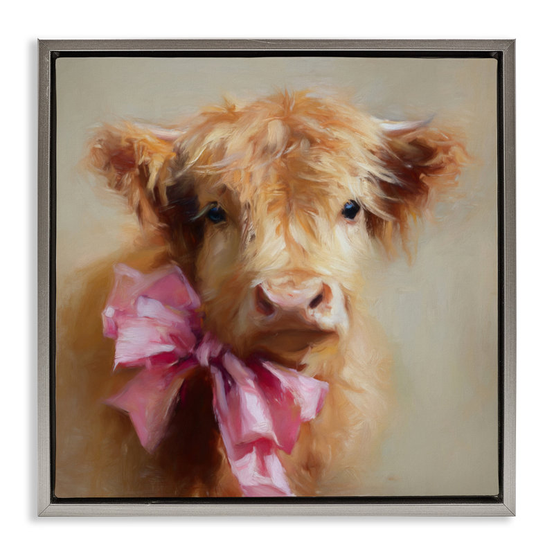 Petit cadre flottant Little Highland, design par Tina LeCour, H 18 po x l 18 po, Cadre flottant gris lustré