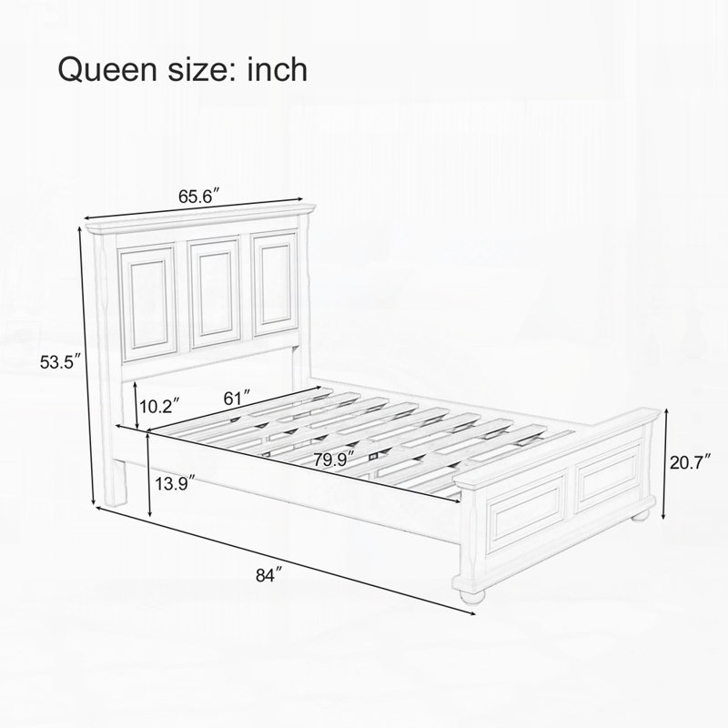 Tall Headboard Bed Frame, Brown, Queen