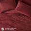 Grand drap 4 pièces bourgogne 100% ultra doux et douillet brossé des deux côtés Draps-housse plats lavables à la machine 2 taies d'oreiller