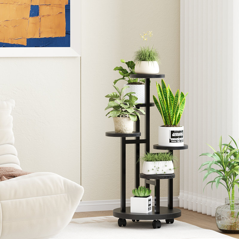 Support à plante roulant avec roues, support de pot de fleurs à plusieurs niveaux, tablette de plante mobile pour adultes