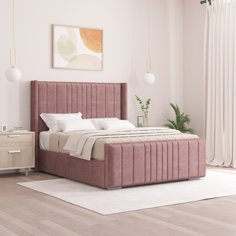 Denzel Upholstered Bed , Lilac Purple, Double (4'6)